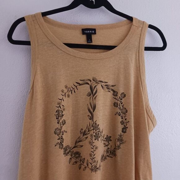 Torrid Peace Sign Yellow Triblend Jersey Tank size 1X - Picture 3 of 5